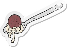 retro bedrövad klistermärke av en tecknad serie köttbulle png