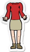 sticker of a cartoon female body with shrugging shoulders png