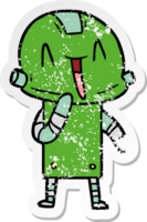 distressed sticker of a cartoon robot png