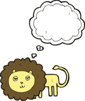 lion de dessin animé avec bulle de pensée png