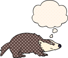 cartoon badger with thought bubble in comic book style png
