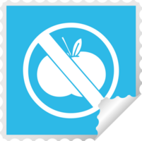 square peeling sticker cartoon of a no fruit allowed sign png