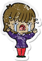 verontruste sticker van een huilend tekenfilmmeisje png