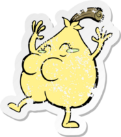 retro distressed sticker of a a nice pear cartoon png