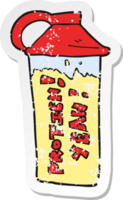 retro distressed sticker of a cartoon protein shake png