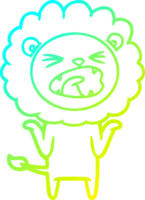 cold gradient line drawing of a cartoon lion png
