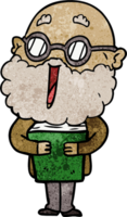 cartoon joyful man with beard and book png