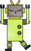 rétro grunge texture dessin animé de une robot png