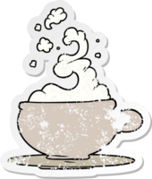 distressed sticker of a hot cup of tea cartoon png