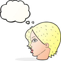 cartoon female face staring with thought bubble png