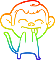 rainbow gradient line drawing of a funny cartoon monkey png