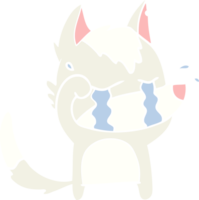 flat color style cartoon crying wolf rubbing eyes png