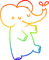 arcobaleno pendenza linea disegno di un' cartone animato danza elefante png