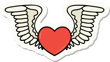 pegatina de tatuaje al estilo tradicional de un corazón con alas png