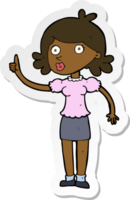 sticker of a cartoon woman with idea png