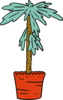 main tiré dessin animé griffonnage de une maison plante png