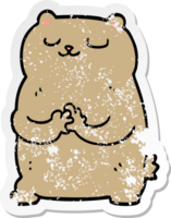 distressed sticker of a cartoon bear png