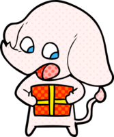 elefante de dibujos animados lindo con regalo de navidad png