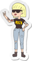 autocollant d'une femme rock de dessin animé png
