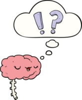 cartoon curious brain with thought bubble png