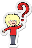 sticker of a cartoon confused woman png