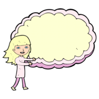 cartoon girl presenting cloud text space png