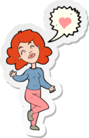 sticker of a cartoon woman in love png