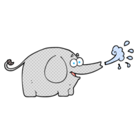 Hand gezeichnet Karikatur Elefant Spritzen Wasser png
