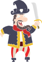 flat color illustration of laughing pirate captain png