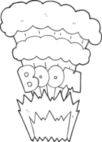 hand drawn black and white cartoon explosion png