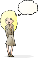 cartoon female spy with thought bubble png