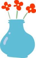 cartoon doodle vase with flowers png