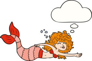 cartoon mermaid with thought bubble png