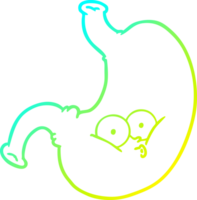 cold gradient line drawing of a cartoon bloated stomach png