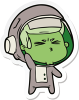 sticker of a cartoon stressed astronaut png