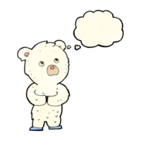 dessin animé ourson polaire avec bulle de pensée png