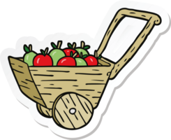 pegatina de un carrito de manzanas de dibujos animados png