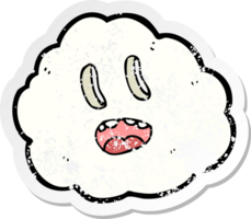 retro nödställd klistermärke av ett tecknat kusligt moln png
