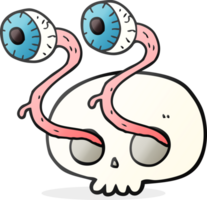 gross  hand drawn cartoon skull with eyeballs png