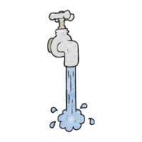 hand textured cartoon running faucet png