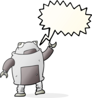 main tiré discours bulle dessin animé robot png