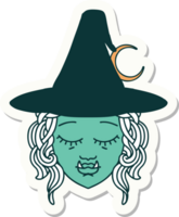 sticker of a half orc witch character face png