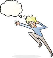 cartoon jumping man with thought bubble png