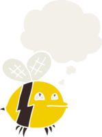 dessin animé abeille avec pensée bulle dans rétro style png