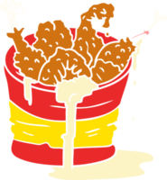 mano disegnato cartone animato scarabocchio secchio di fritte pollo png