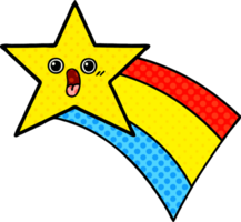 comic book style cartoon of a shooting rainbow star png