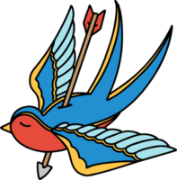 tattoo in traditional style of a swallow pierced by arrow png