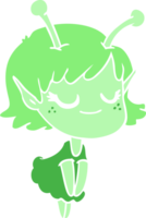 smiling alien girl flat color style cartoon png