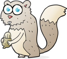 hand- getrokken tekenfilm boos eekhoorn met noot png