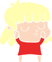 mulher indiferente dos desenhos animados de estilo de cor plana png